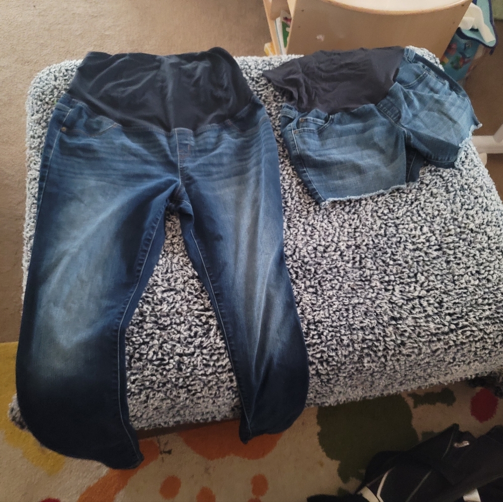 XL maternity jeans & short 4 pair lot
